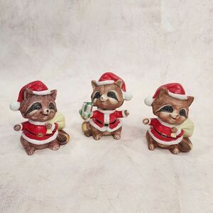 3 HOMCO Raccoons Holiday Christmas #5611